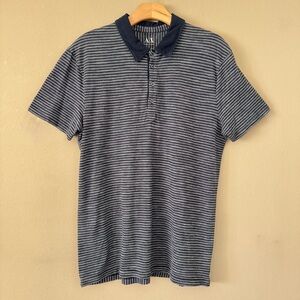 A/X Armani Exchange Men's Navy Striped Polo Shirt L